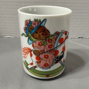 Mother Goose Shafford Bear in Hat on Rocking Horse Nursery Rhyme Mug Vtg Japan